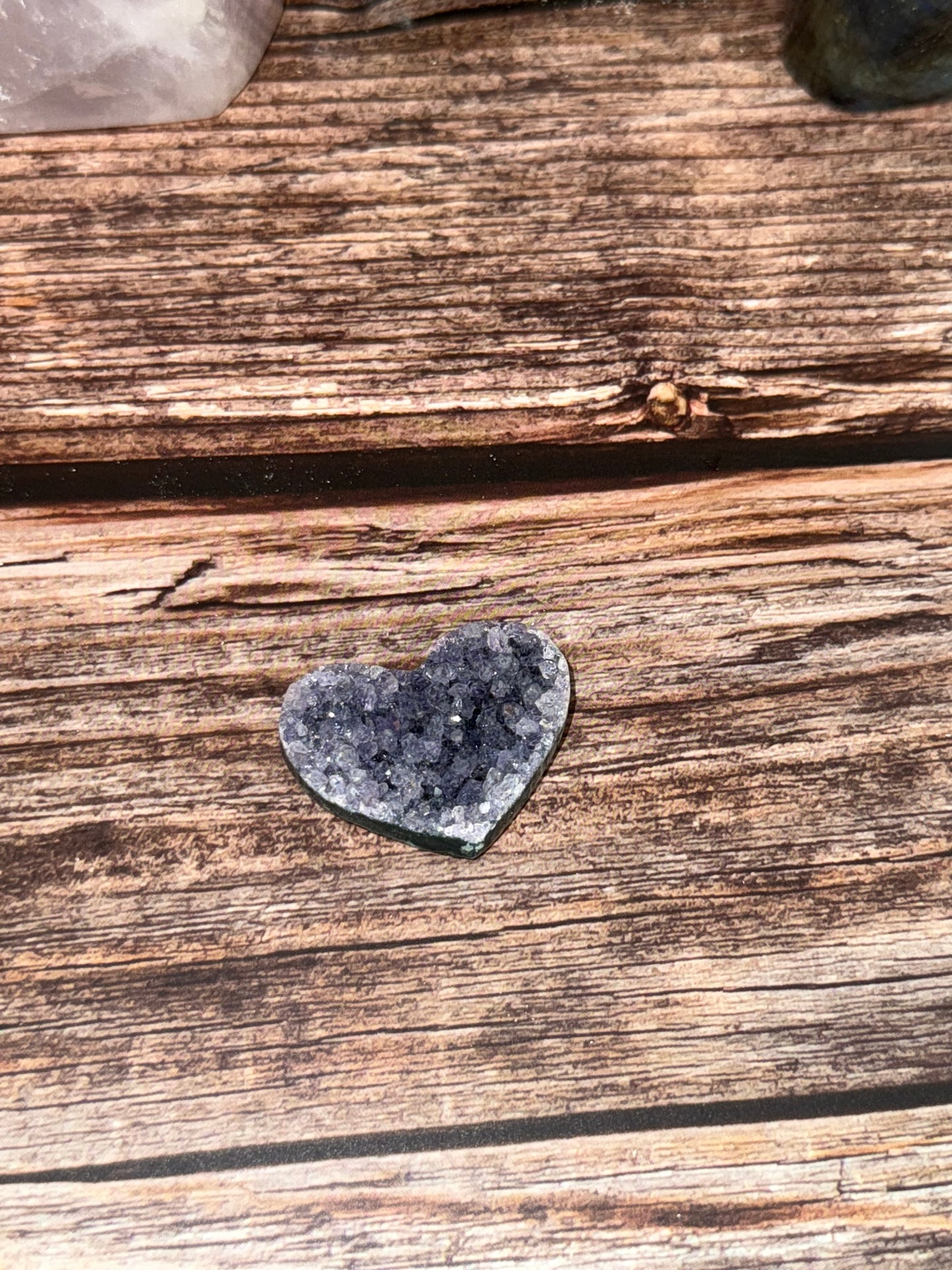 Brazilian Amethyst Druzy Heart – Raw Crystal Pocket Stone