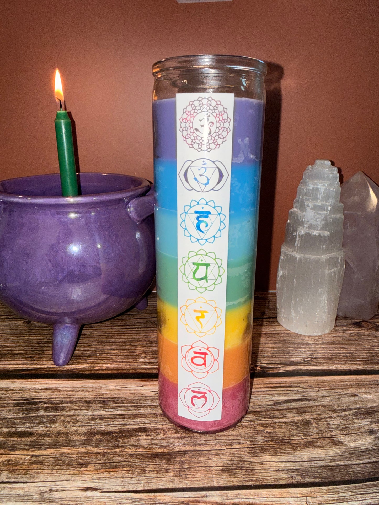 Rainbow Layered Chakra Ritual Candle