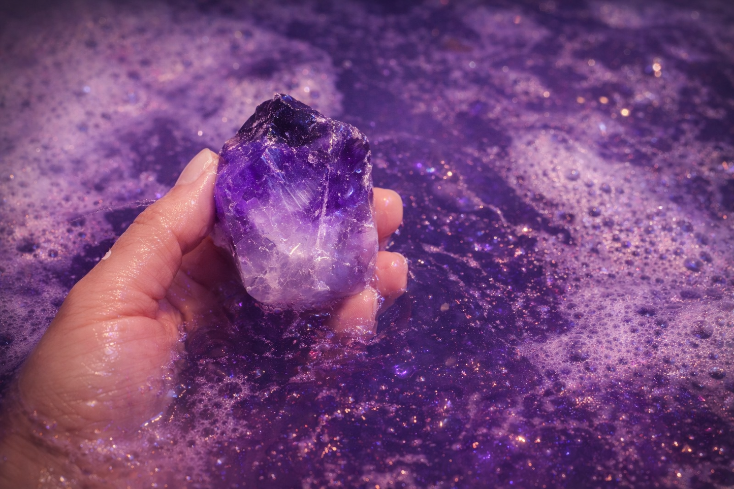 Amethyst Aura Protection Bath Bomb -Crystal Infused (4oz)