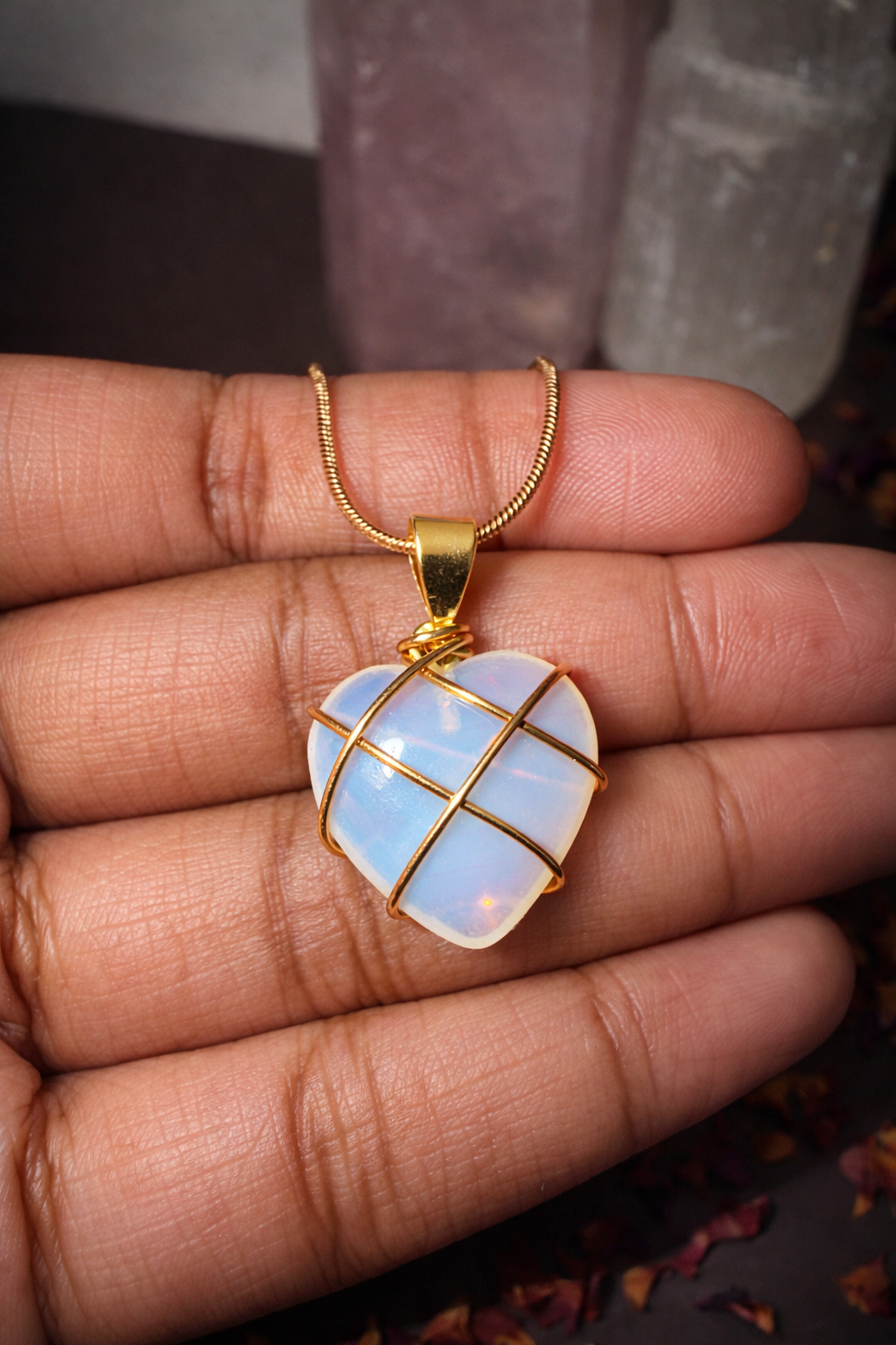 Moonlit Opalite Heart Necklace