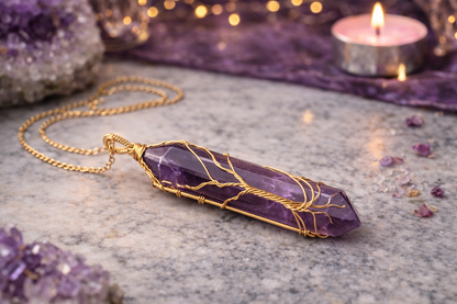 Rooted Royalty Amethyst Tree of Life Necklace