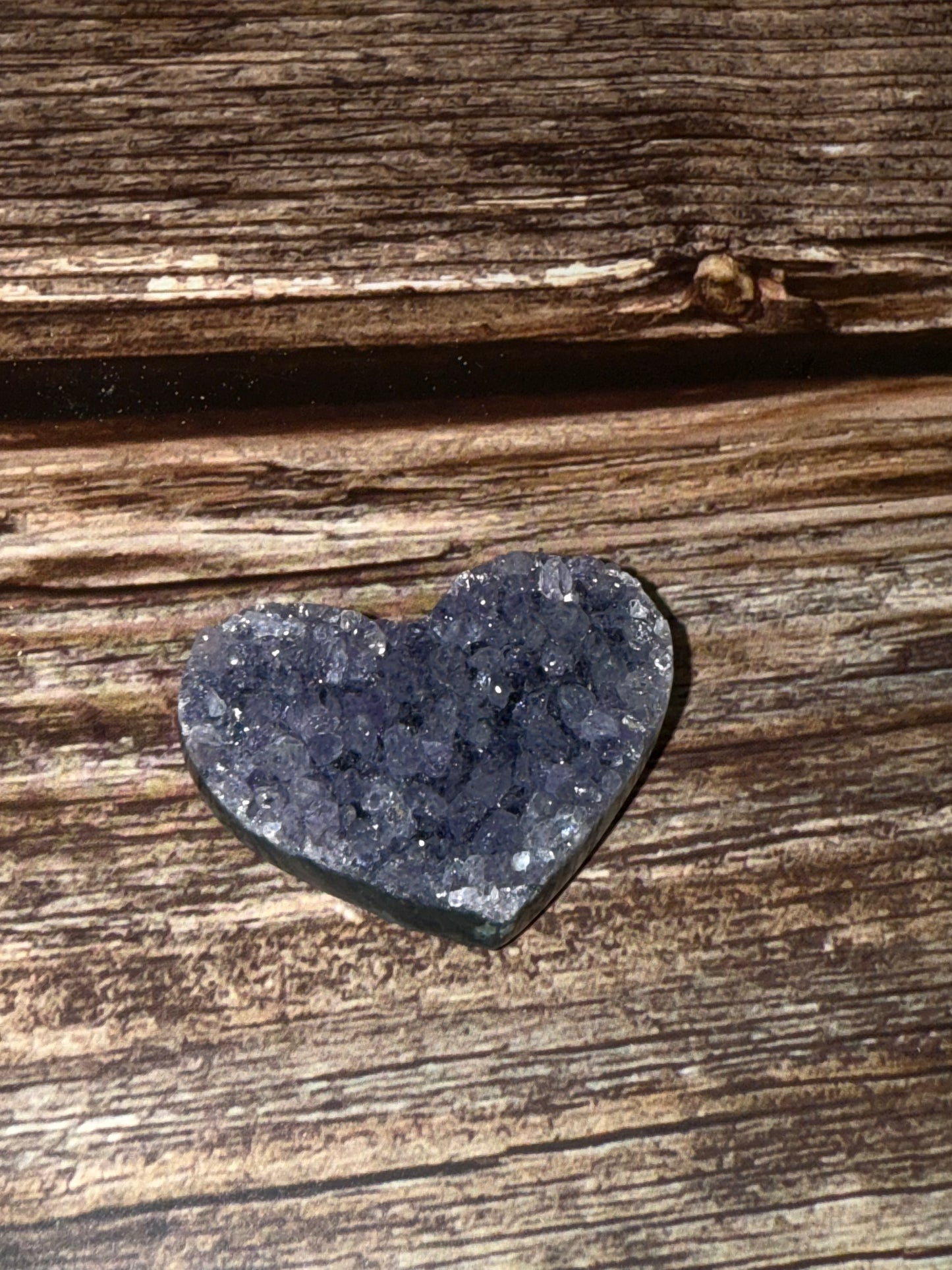 Brazilian Amethyst Druzy Heart – Raw Crystal Pocket Stone