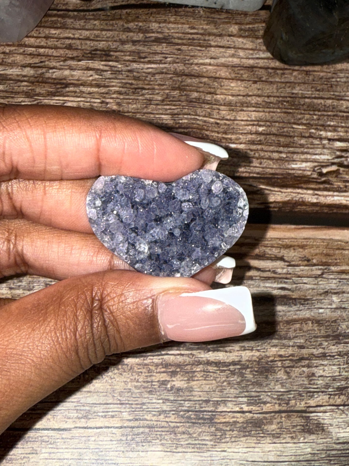 Brazilian Amethyst Druzy Heart – Raw Crystal Pocket Stone