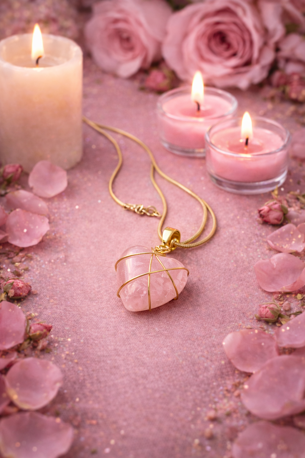 Sacred Love Rose Quartz Heart Necklace