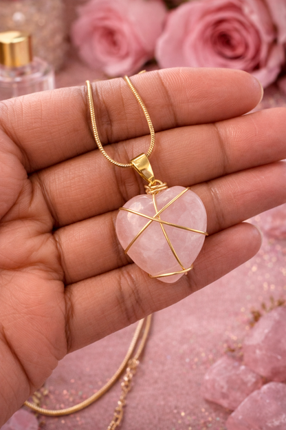 Sacred Love Rose Quartz Heart Necklace