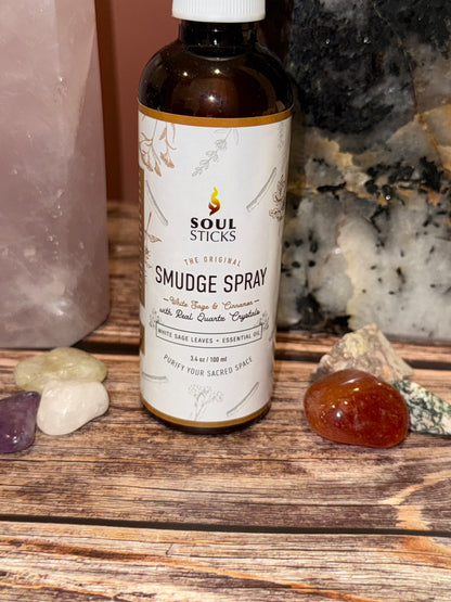(NEW) White Sage & Cinnamon Smudge Spray-Soul Sticks (3.4oz)