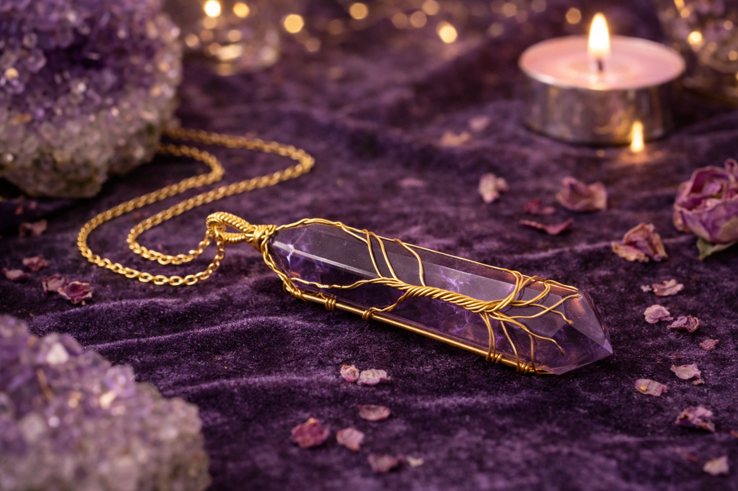 Rooted Royalty Amethyst Tree of Life Necklace