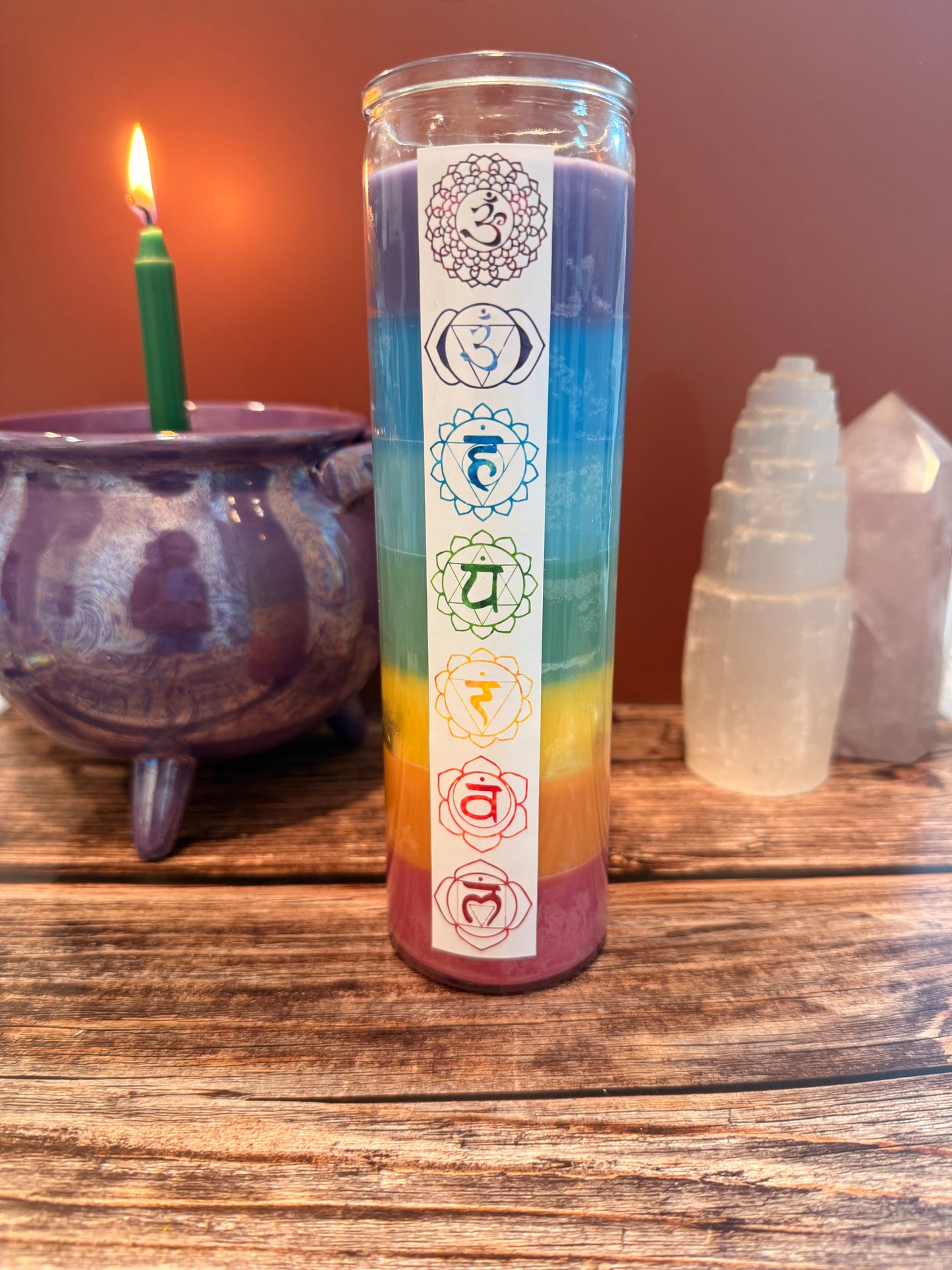 Rainbow Layered Chakra Ritual Candle