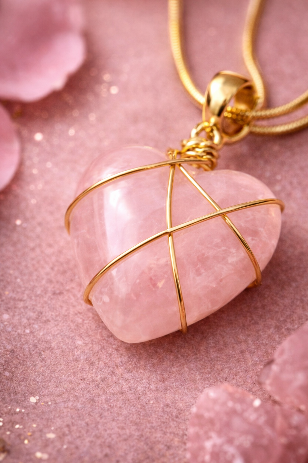 Sacred Love Rose Quartz Heart Necklace