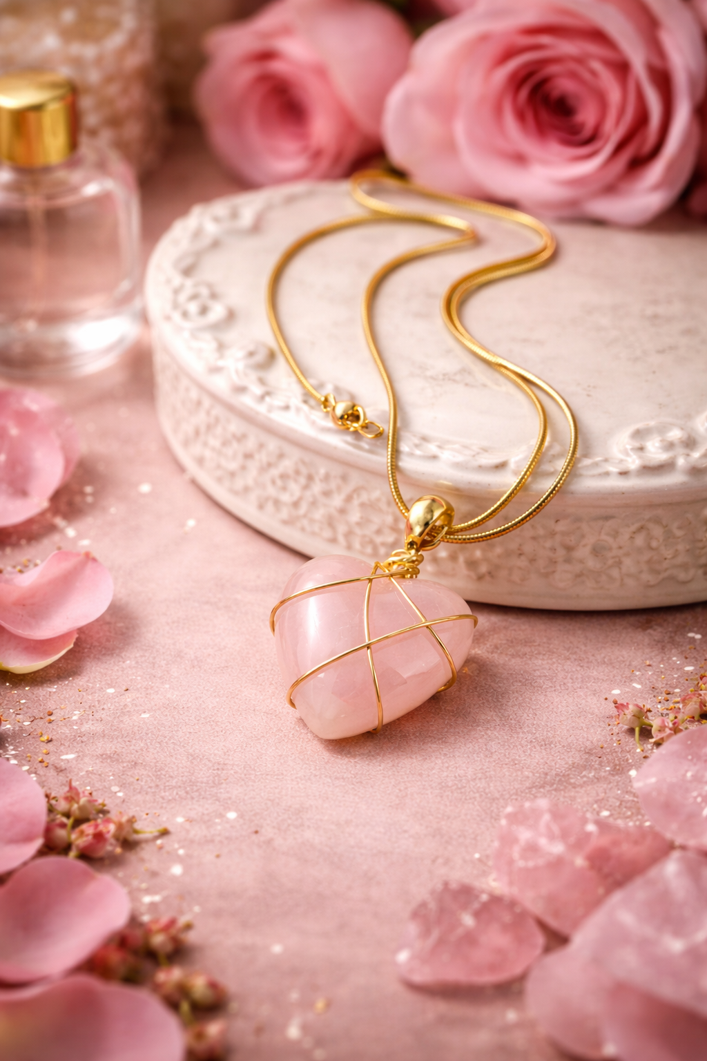 Sacred Love Rose Quartz Heart Necklace
